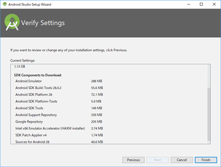 Verify Settings 画面