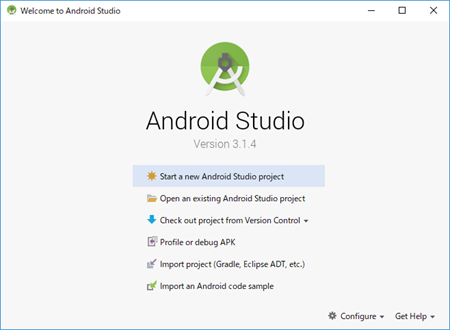 Android Studio Welcome 画面