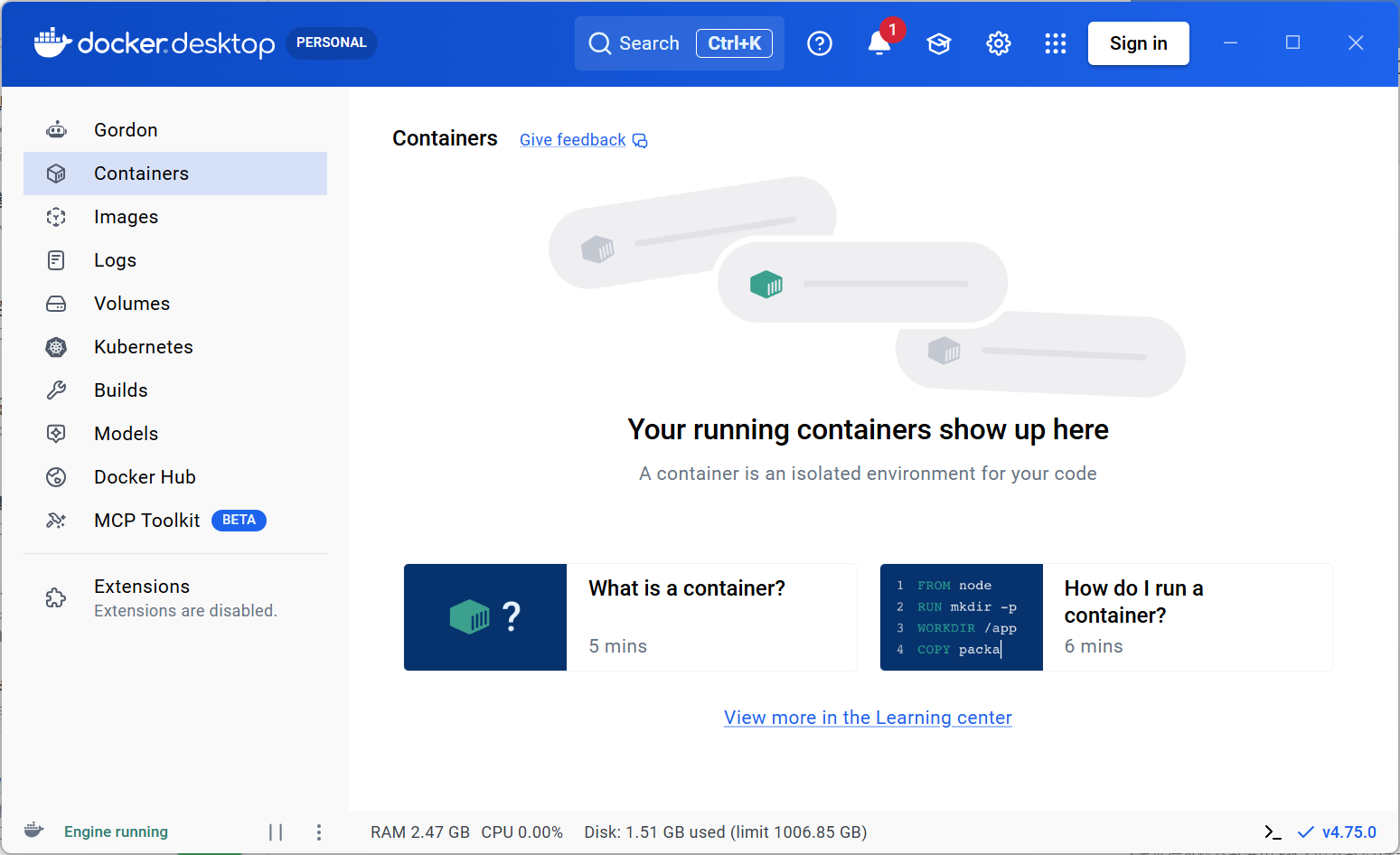 Docker Desktop セットアップ完了