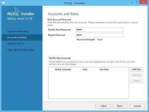 Accounts and Roles 画面